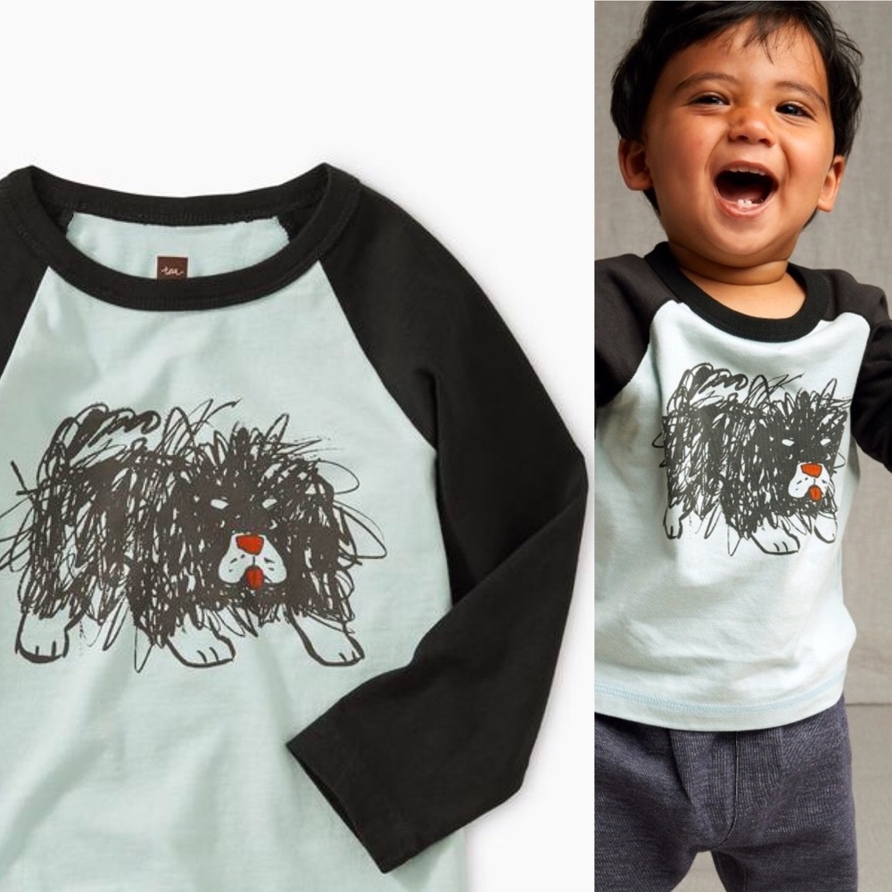 Raglan baseball style puppy dog shirt tea collection 3-6m